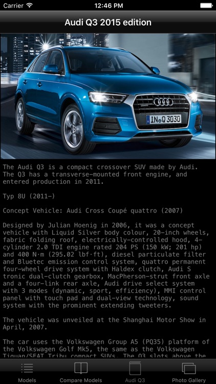Specs for Audi Q3 2015 edition screenshot-3