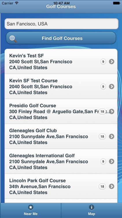 Golf Courses app
