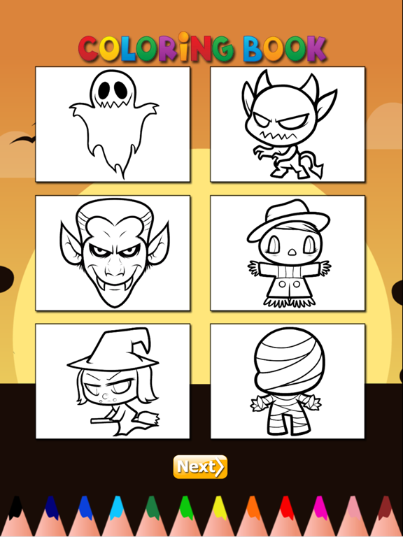 The Ghost Coloring Book Free Games HD: Learn to draw and color a devil, witch, skull and more iPad screenshot