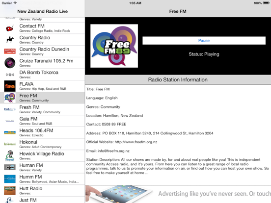 New Zealand Radio Live iPad screenshot