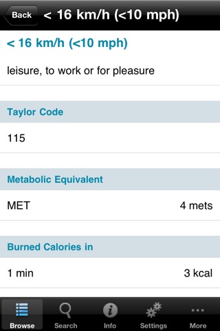 A-Z Burning Calories -  the calories burned calculator for activities based on the metabolic equivalent screenshot 4