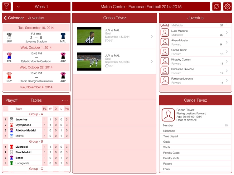 European Football 2014-2015 - Match Centre