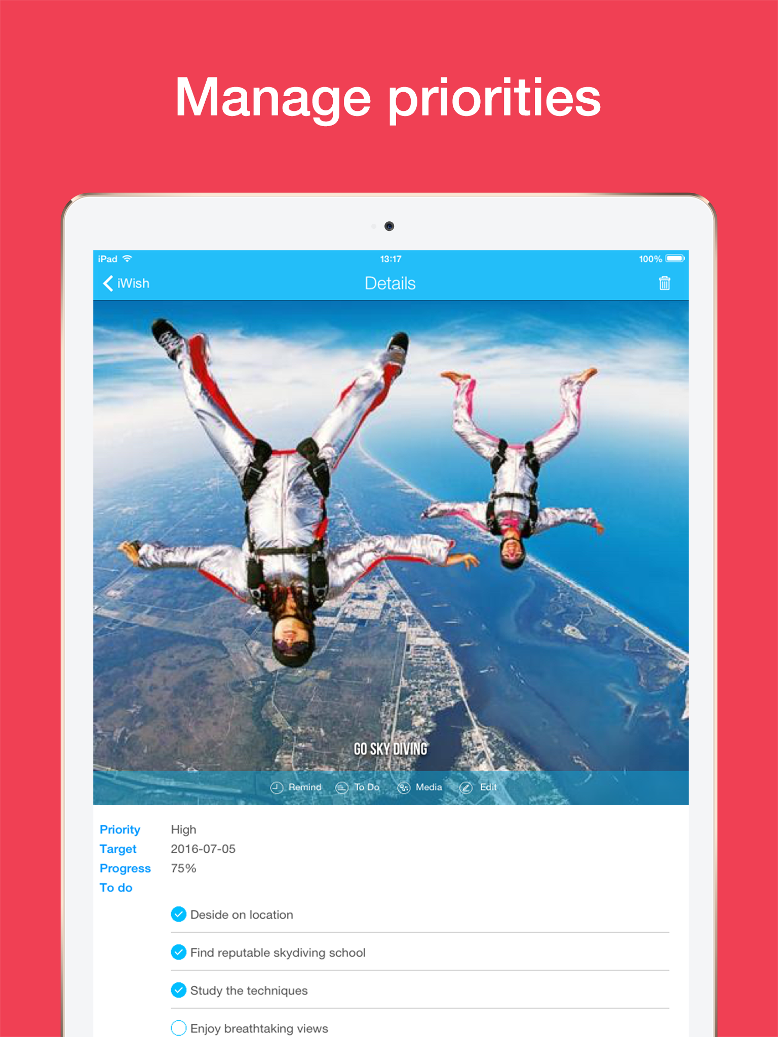 iWish - Life Goals, Wishlist, Bucket List