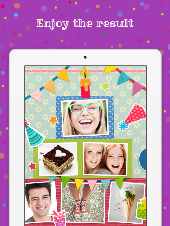 Birthday Cards Free: happy birthday photo frame, gift cards & invitation maker iPad screenshot