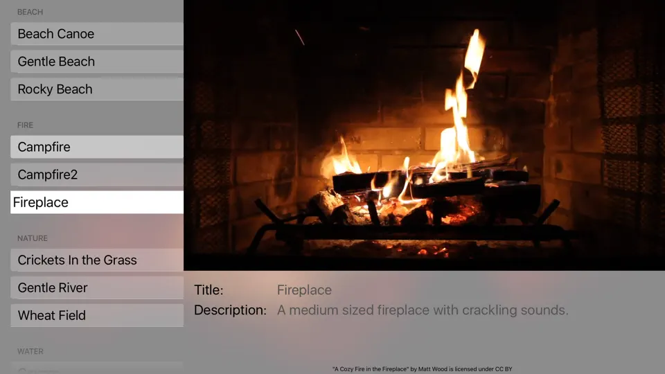 Скриншот TvScenery - Endless Fire Place, Waves On A Beach And Rivers Flowing на iPhone 2