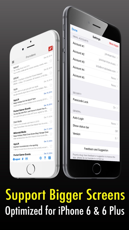 Safe Mail for Gmail Free : secure and easy email mobile app with Touch ID to access multiple Gmail and Google Apps inbox accounts