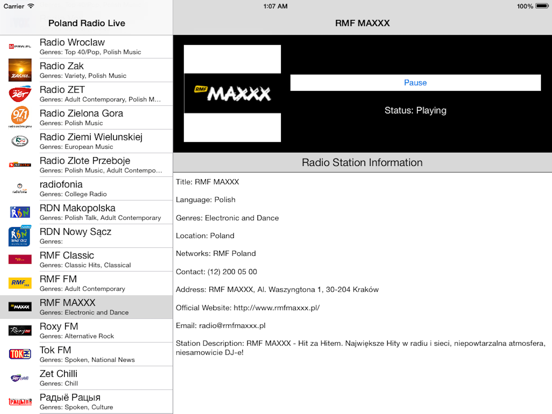 Poland Radio Live Player (Polish / Polska) iPad screenshot