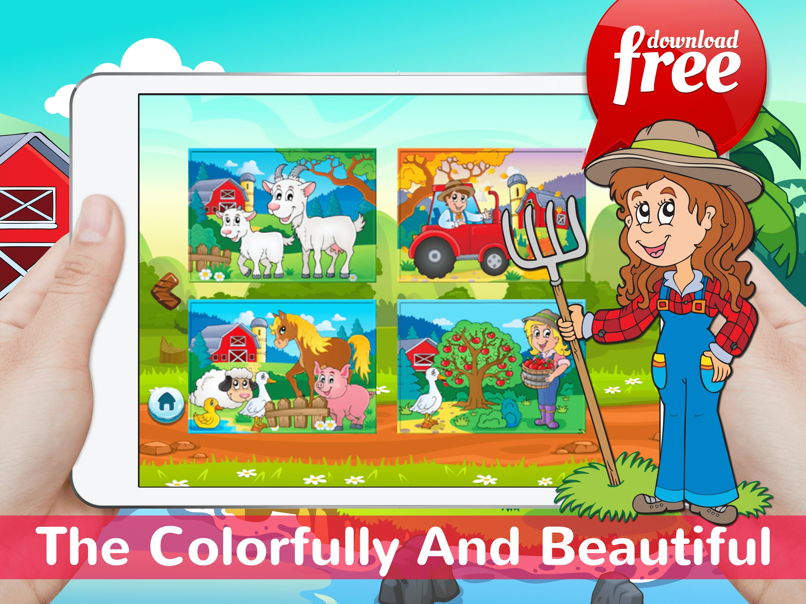 Farm Animals Jigsaw Puzzles Free For Babies & Kids