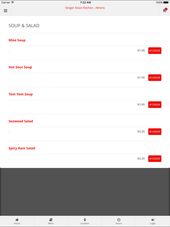 Ginger Asian Kitchen Athens Online Ordering iPad screenshot 3 - Food & Drink app