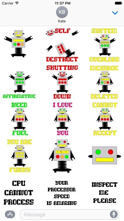 Animated Retro Robot Stickers