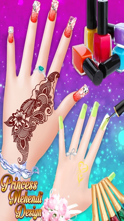 Princess Mehndi Designs: Nail art salon girls game screenshot-3