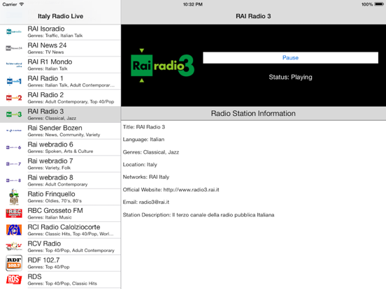 Italy Radio Live Player (Italian/Italia/italiana) iPad screenshot