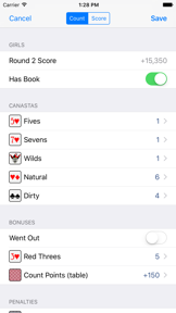 Triple Play Canasta Scorecard screenshot