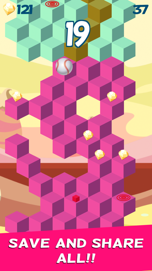 #4. Cube Skip Ball Games - Reach up high in the sky play this endless blocks stacking free (iOS) 由: pisan kemthong
