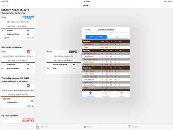 Screenshot #4 pour College FB Scores & Schedules