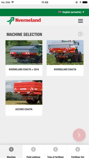 Kverneland Spreading Charts screenshot 1