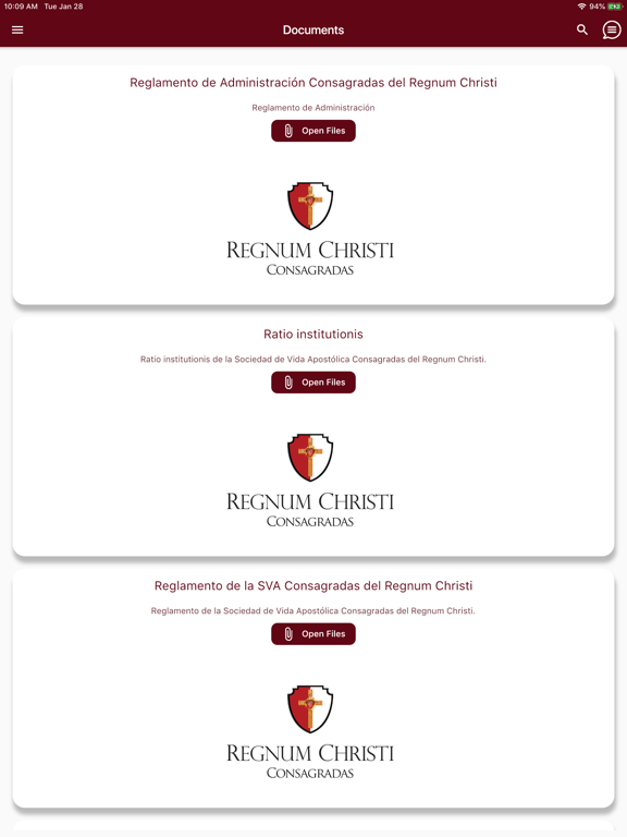Consagradas Regnum Christi iPad screenshot 7 - News app