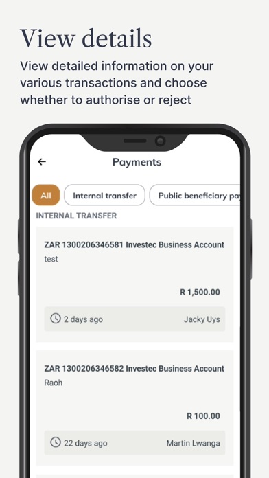 Investec Business Banking Screenshot