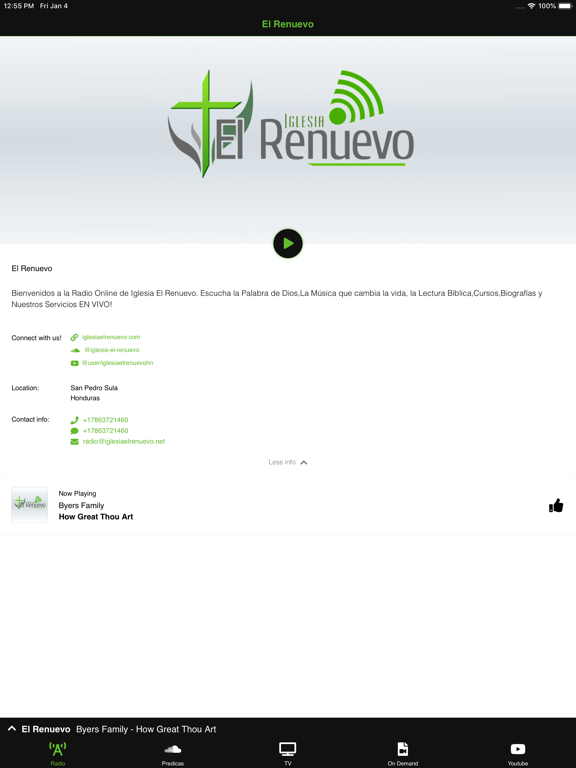 El Renuevo iPad screenshot 1 - Music app
