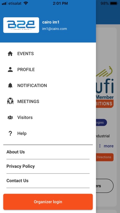 B2B for exhibitions Screenshot