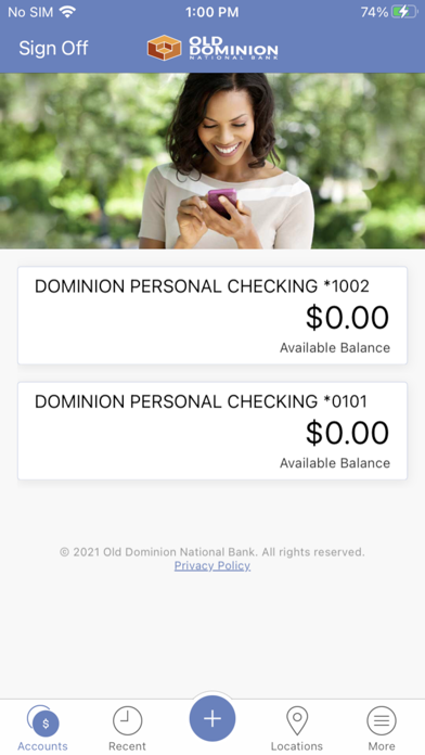 Old Dominion National Bank Screenshot