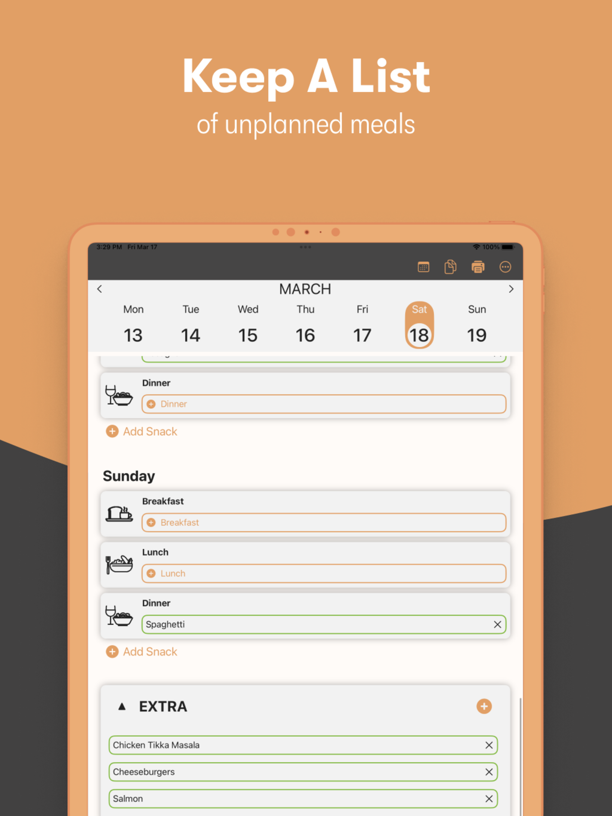 Meal Planner Grocery List
