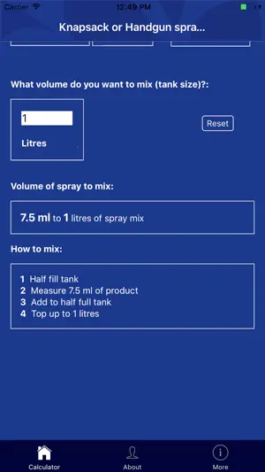 Growsafe Knapsack Spray Calc screenshot 2