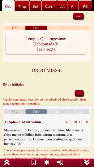 Captura de pantalla de Missale Romanum en iPhone 3