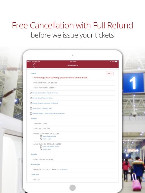 China Train Booking iPad screenshot 5 - Utilities app