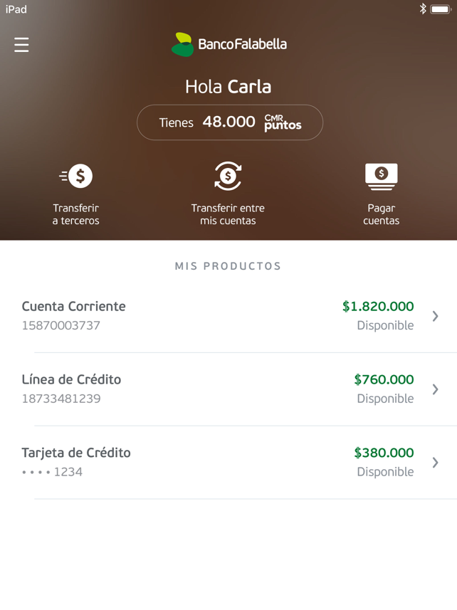 Banco Falabella Chile Screenshot