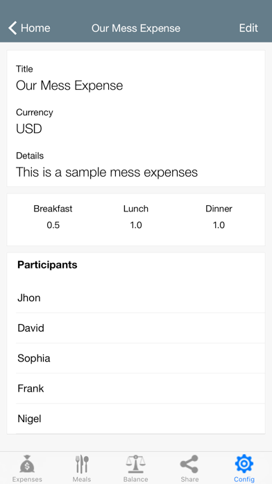 MessXpense - meals & expenses screenshot