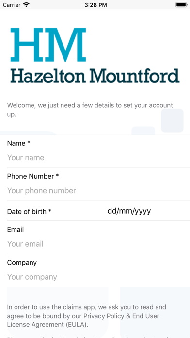 Hazelton Mountford Claims App app screenshot
