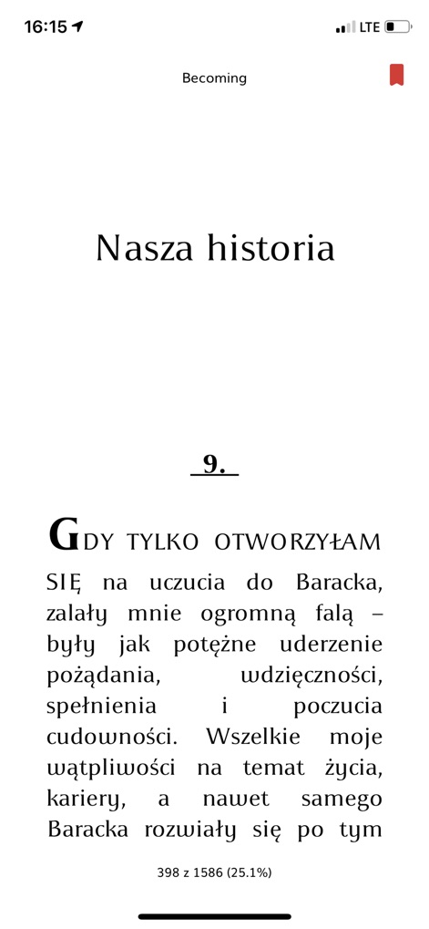 Publio - ebooki, audiobooki - 이 화면은 전자책의 실제 독서 환경을 보여주며, 사용자는 크고 가독성 높은 텍스트와 현재 읽고 있는 페이지 및 진행률 표시를 통해 몰입감 있는 독서 경험을 즐길 수 있습니다.