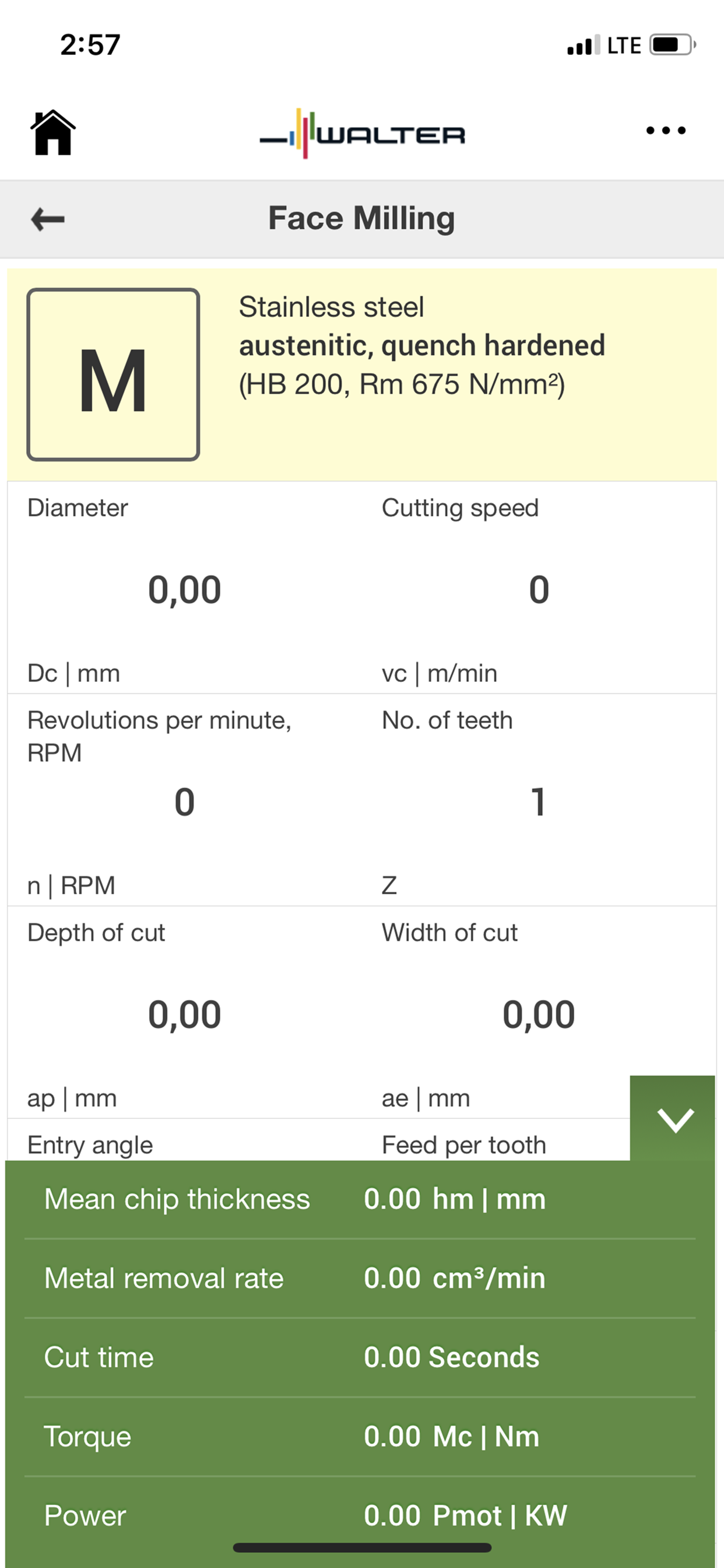 Walter Machining Calculator