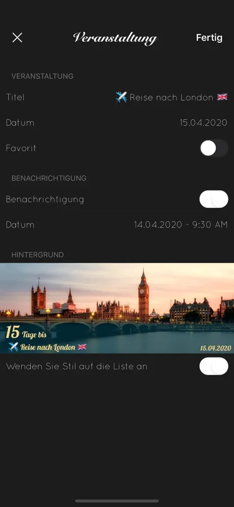 Big Days! Ereignisse Countdown