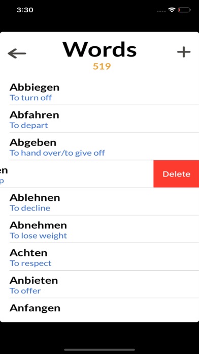 German English Verbs Test app screenshot 2