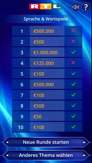 Screenshot von Wer Wird Millionär? Training auf dem iPhone 7