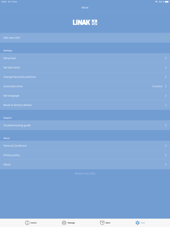 Bed Control iPad screenshot