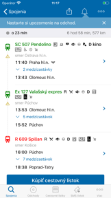 Cestovné poriadky CP screenshot