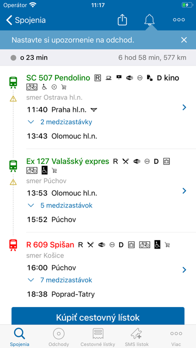 Cestovné poriadky CP Screenshot