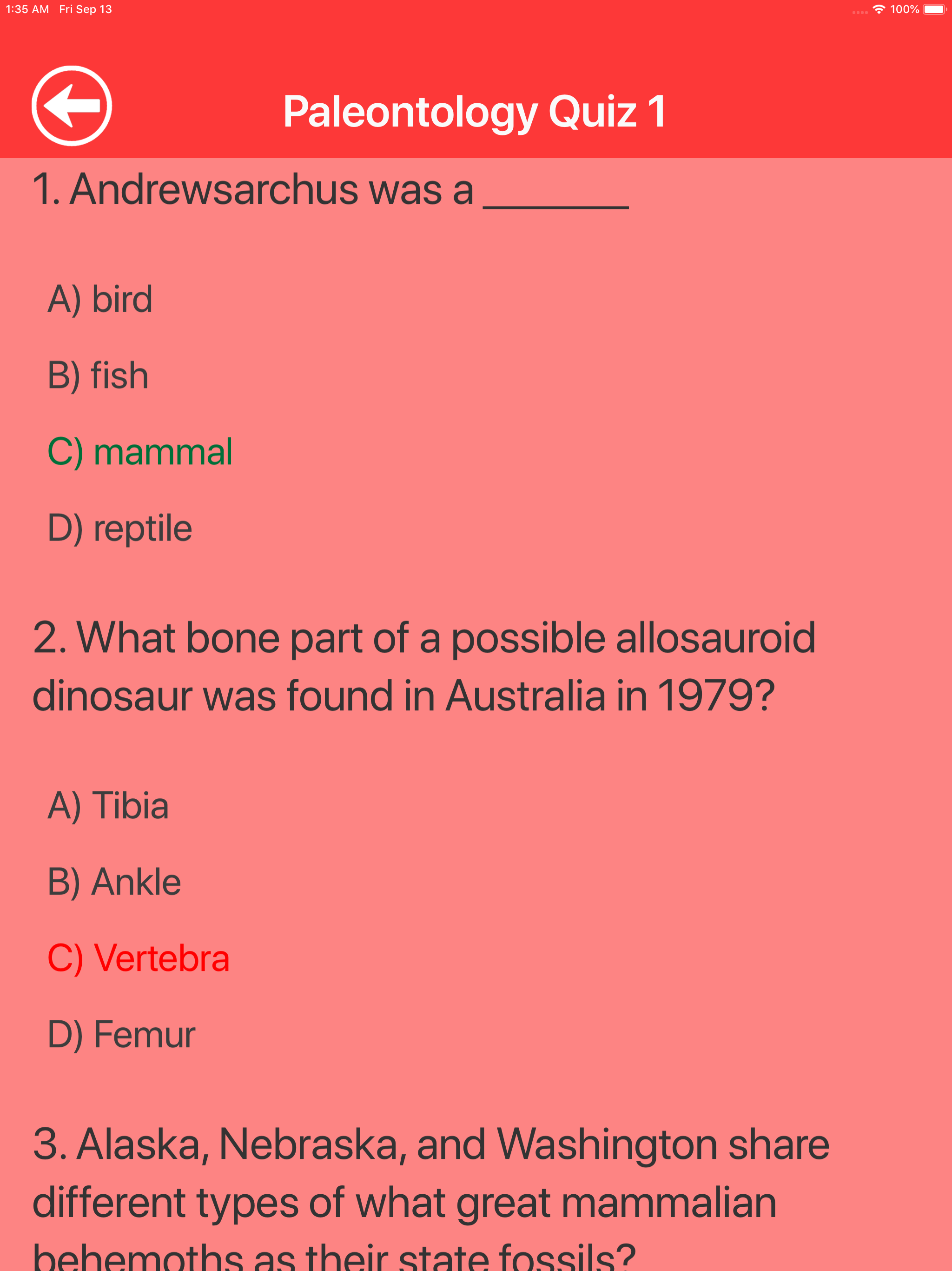 The Paleontology Quizzes screenshot 12
