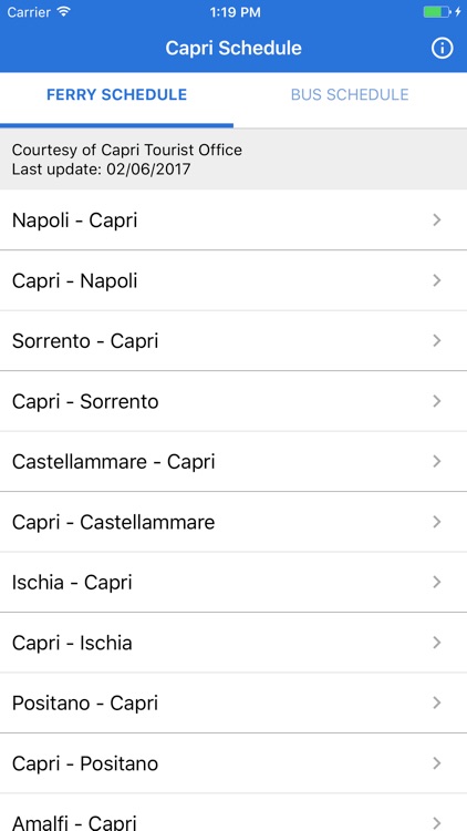 Capri Schedule