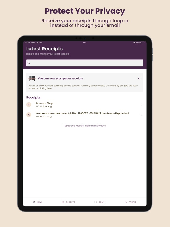 loup: your privacy & receipts iPad screenshot