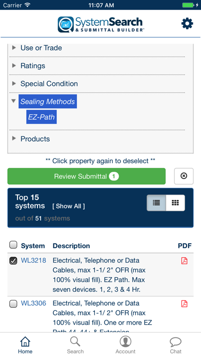 STI System Search & Submittals Screenshot