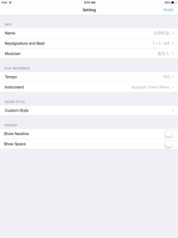 SimpNote Lite iPad screenshot 5 - Music app