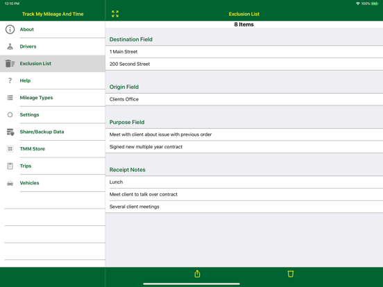 Track My Mileage And Time iPad screenshot 8 - Business app