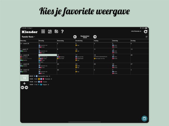 Klender, gedeelde gezinsagenda iPad app afbeelding 4