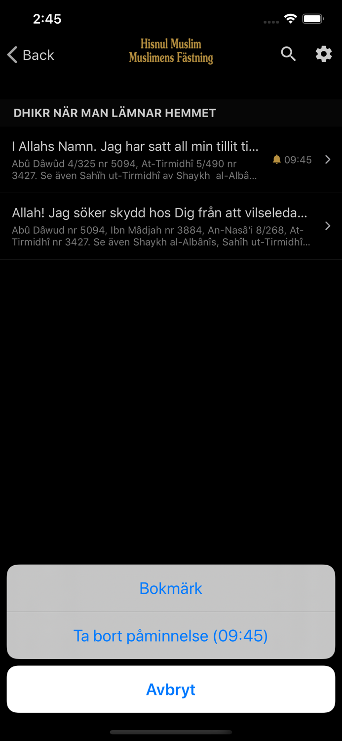 Hisnul Muslim Svenska