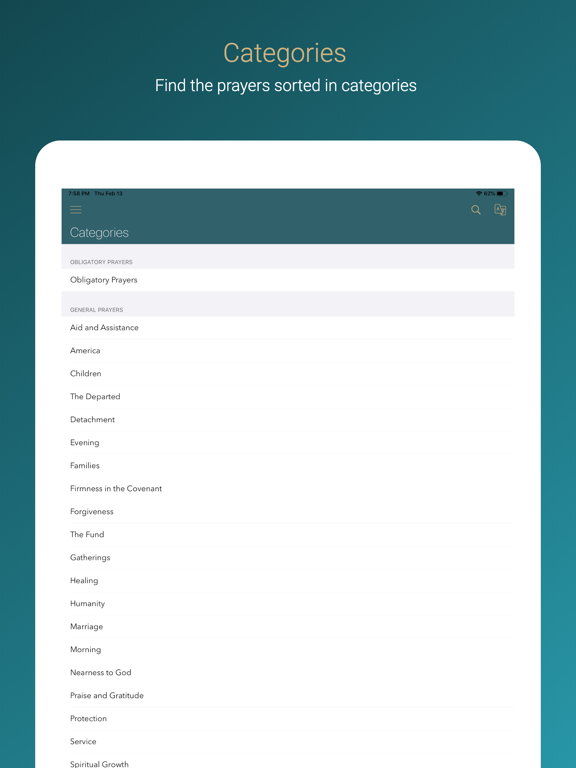 Bahá'í Prayers iPad screenshot 3 - Utilities app