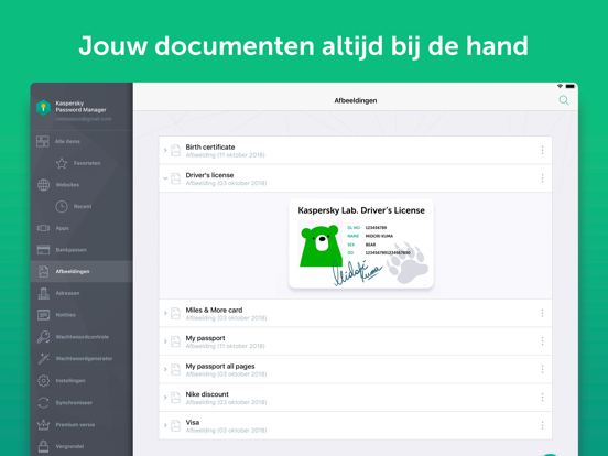 Kaspersky Password Manager iPad app afbeelding 4
